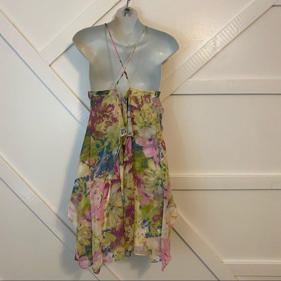 BCBGMaxAzria Multicolor Floral Printed Sleeveless Strappy Back Mini Dress Sz S - Picture 4 of 8